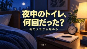 夜中のトイレ、何回だった？ 朝に日誌を残すAI生成イメージ